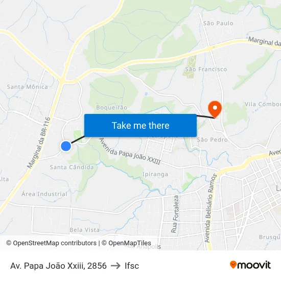 Av. Papa João Xxiii, 2856 to Ifsc map