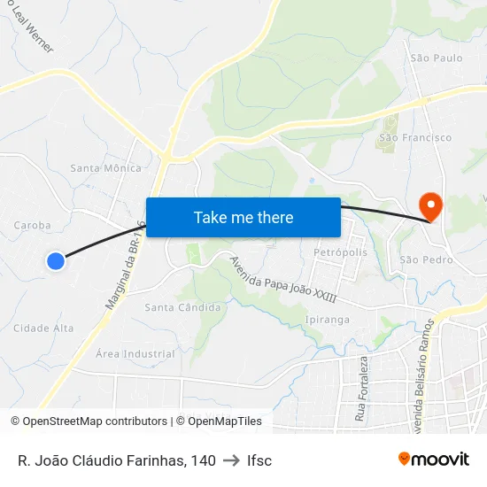 R. João Cláudio Farinhas, 140 to Ifsc map
