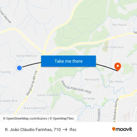 R. João Cláudio Farinhas, 710 to Ifsc map