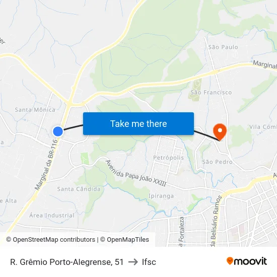 R. Grêmio Porto-Alegrense, 51 to Ifsc map