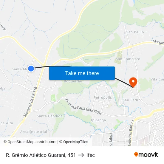 R. Grêmio Atlético Guarani, 451 to Ifsc map