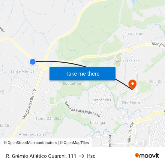 R. Grêmio Atlético Guarani, 111 to Ifsc map