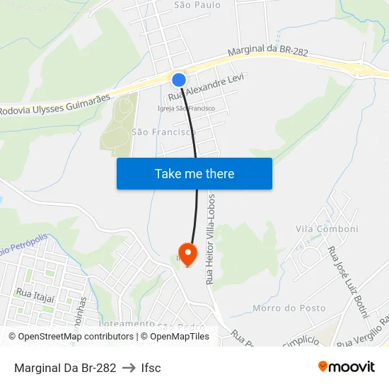 Marginal Da Br-282 to Ifsc map