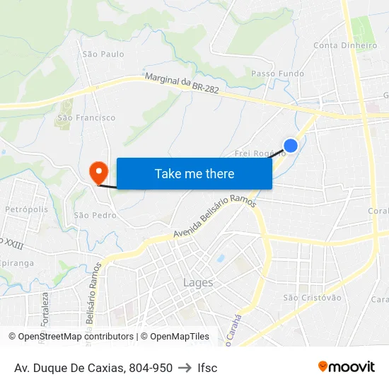 Av. Duque De Caxias, 804-950 to Ifsc map