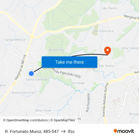 R. Fortunato Muniz, 485-547 to Ifsc map