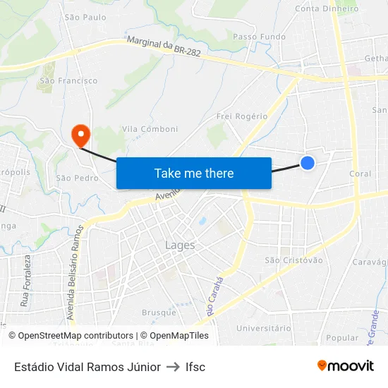 Estádio Vidal Ramos Júnior to Ifsc map