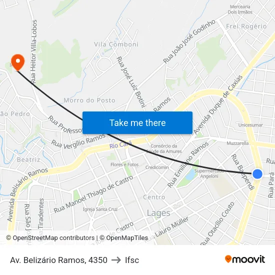 Av. Belizário Ramos, 4350 to Ifsc map
