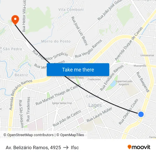 Av. Belizário Ramos, 4925 to Ifsc map