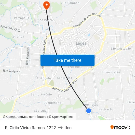 R. Cirilo Vieira Ramos, 1222 to Ifsc map