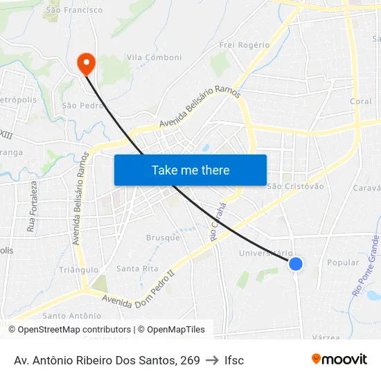 Av. Antônio Ribeiro Dos Santos, 269 to Ifsc map