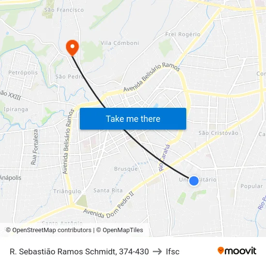 R. Sebastião Ramos Schmidt, 374-430 to Ifsc map