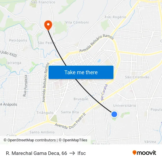 R. Marechal Gama Deca, 66 to Ifsc map