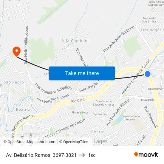 Av. Belizário Ramos, 3697-3821 to Ifsc map