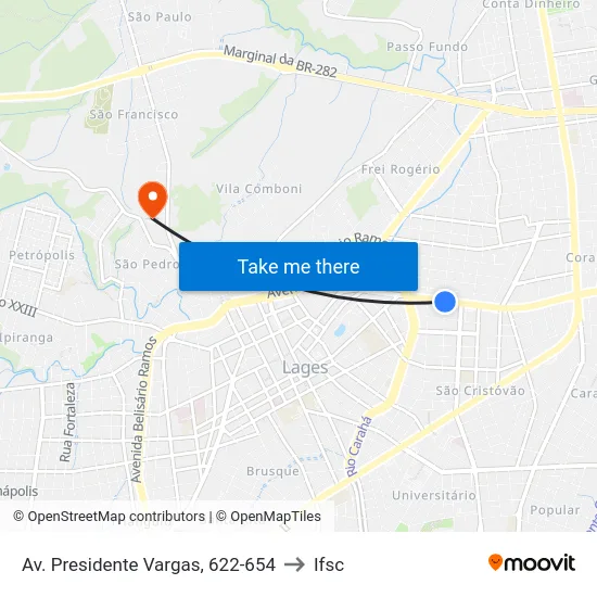 Av. Presidente Vargas, 622-654 to Ifsc map