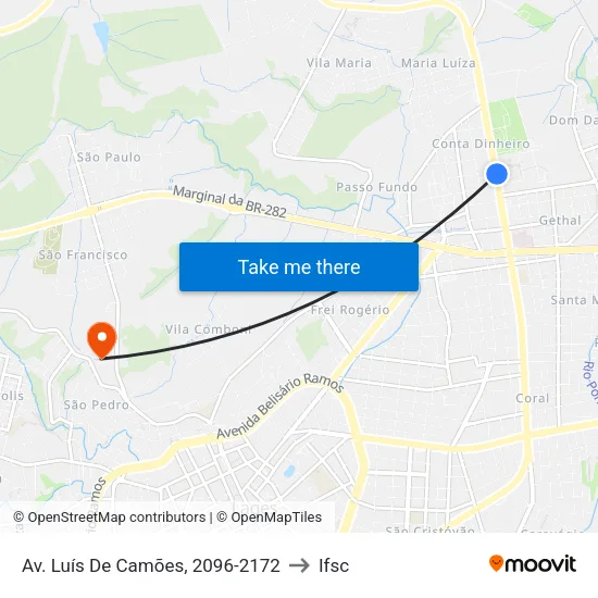 Av. Luís De Camões, 2096-2172 to Ifsc map