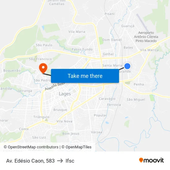 Av. Edésio Caon, 583 to Ifsc map