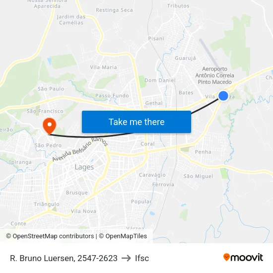 R. Bruno Luersen, 2547-2623 to Ifsc map