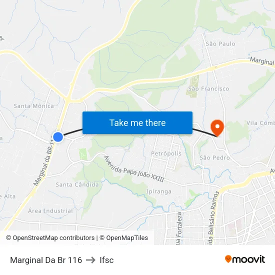 Marginal Da Br 116 to Ifsc map