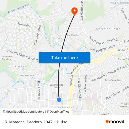 R. Marechal Deodoro, 1347 to Ifsc map