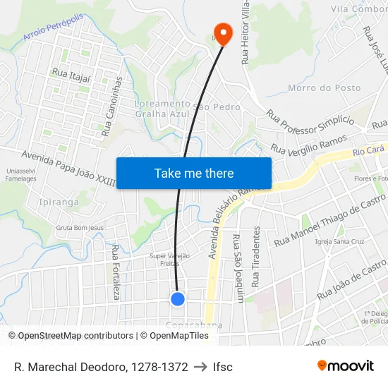 R. Marechal Deodoro, 1278-1372 to Ifsc map