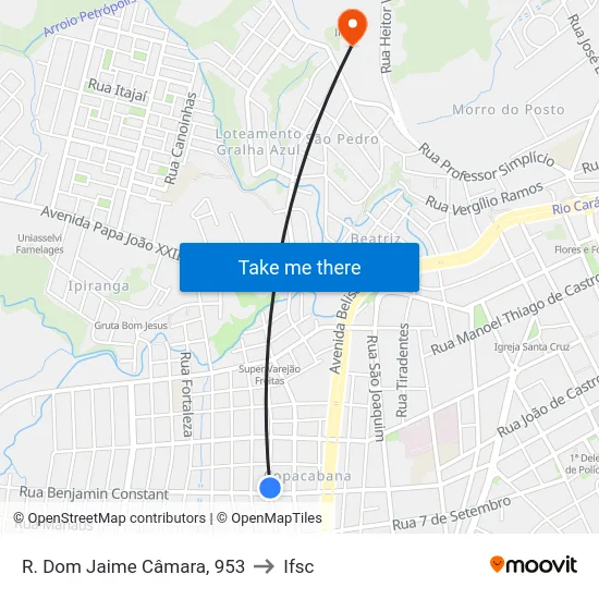 R. Dom Jaime Câmara, 953 to Ifsc map