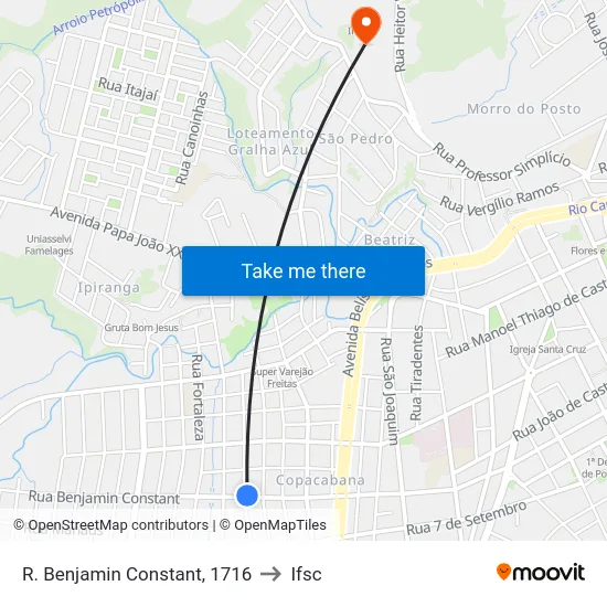 R. Benjamin Constant, 1716 to Ifsc map