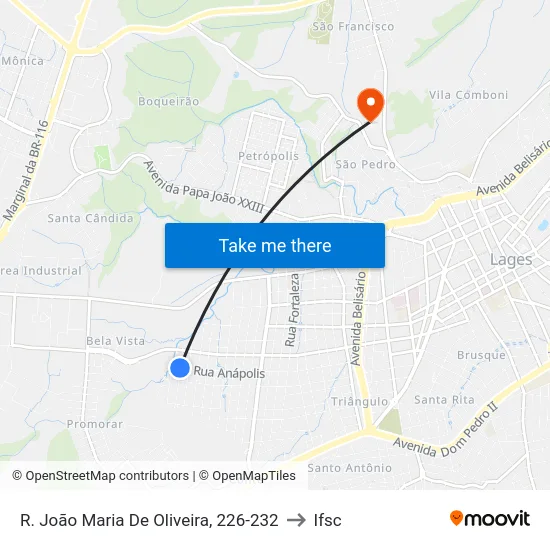 R. João Maria De Oliveira, 226-232 to Ifsc map