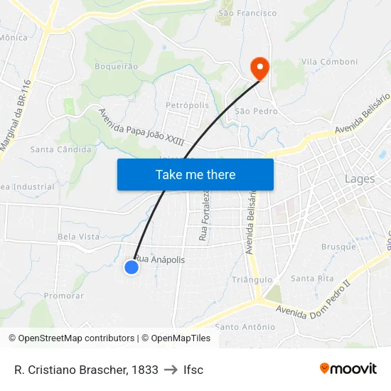 R. Cristiano Brascher, 1833 to Ifsc map