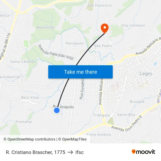 R. Cristiano Brascher, 1775 to Ifsc map