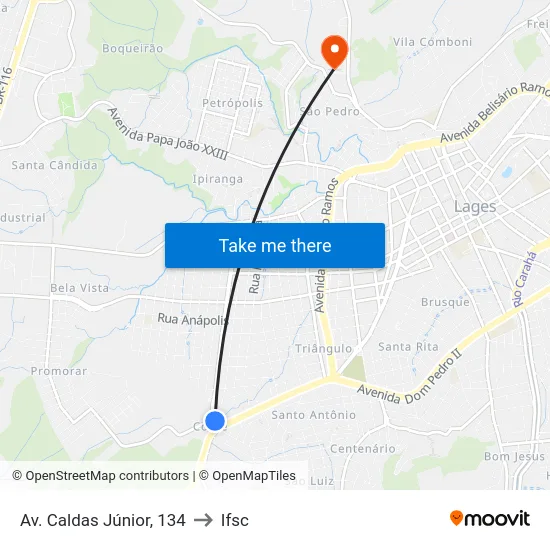 Av. Caldas Júnior, 134 to Ifsc map