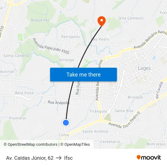 Av. Caldas Júnior, 62 to Ifsc map