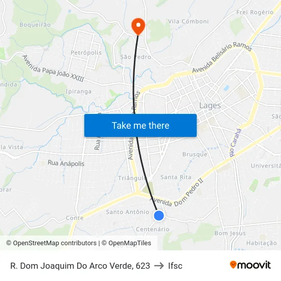R. Dom Joaquim Do Arco Verde, 623 to Ifsc map