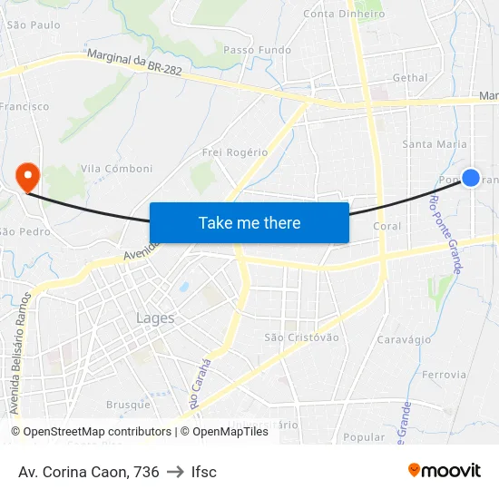Av. Corina Caon, 736 to Ifsc map
