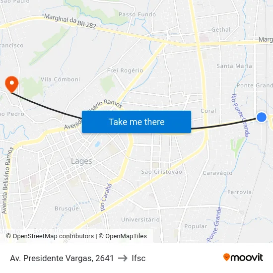 Av. Presidente Vargas, 2641 to Ifsc map