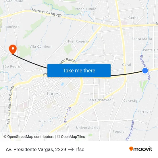 Av. Presidente Vargas, 2229 to Ifsc map