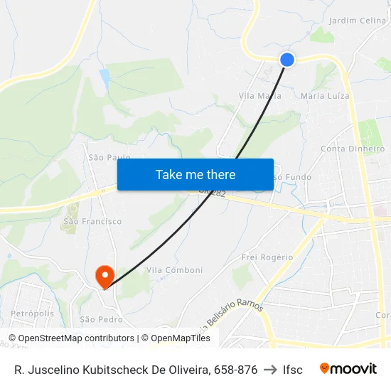 R. Juscelino Kubitscheck De Oliveira, 658-876 to Ifsc map
