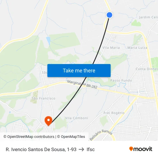 R. Ivencio Santos De Sousa, 1-93 to Ifsc map