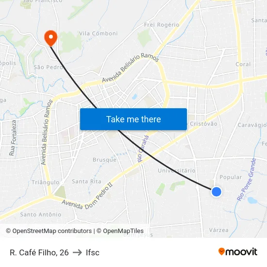 R. Café Filho, 26 to Ifsc map