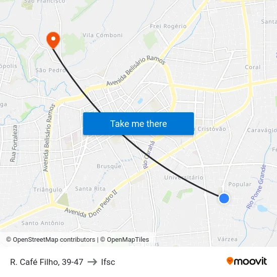 R. Café Filho, 39-47 to Ifsc map
