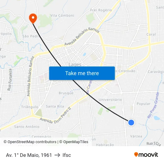 Av. 1° De Maio, 1961 to Ifsc map