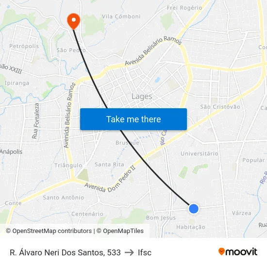 R. Álvaro Neri Dos Santos, 533 to Ifsc map