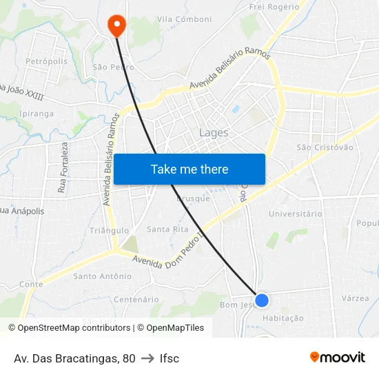 Av. Das Bracatingas, 80 to Ifsc map