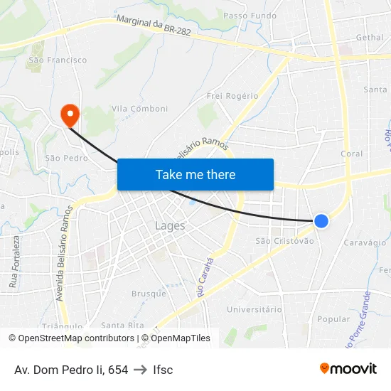 Av. Dom Pedro Ii, 654 to Ifsc map