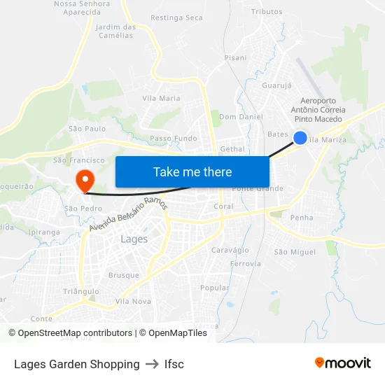 Lages Garden Shopping to Ifsc map