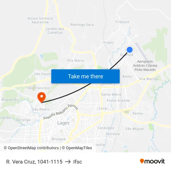 R. Vera Cruz, 1041-1115 to Ifsc map