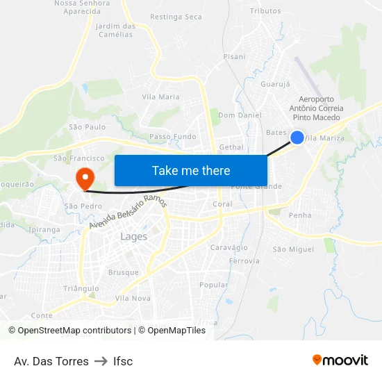Av. Das Torres to Ifsc map