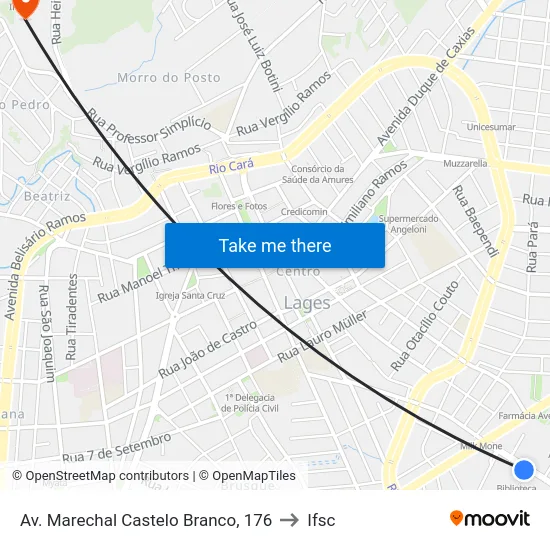Av. Marechal Castelo Branco, 176 to Ifsc map