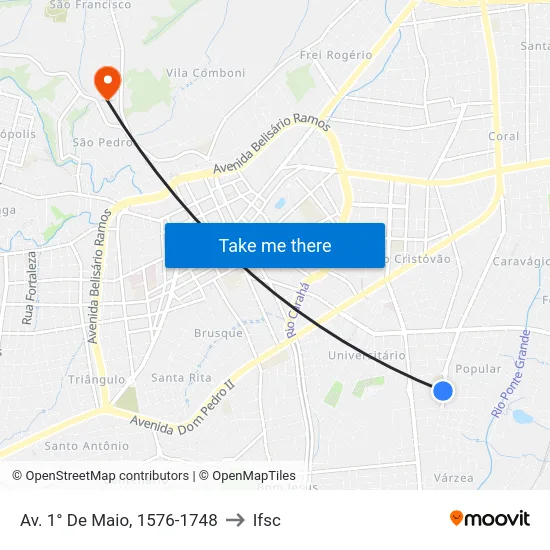 Av. 1° De Maio, 1576-1748 to Ifsc map