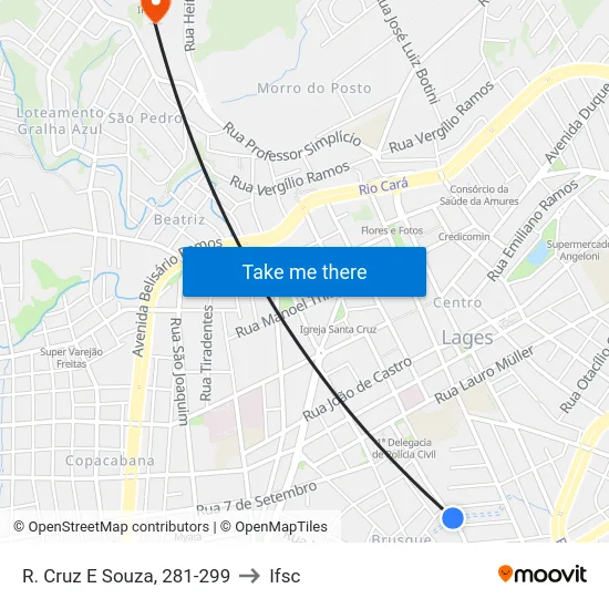 R. Cruz E Souza, 281-299 to Ifsc map