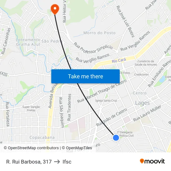 R. Rui Barbosa, 317 to Ifsc map
